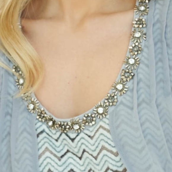Chevron Embellished Jeweled Bedazzled Tank Top - Picture 7 of 10